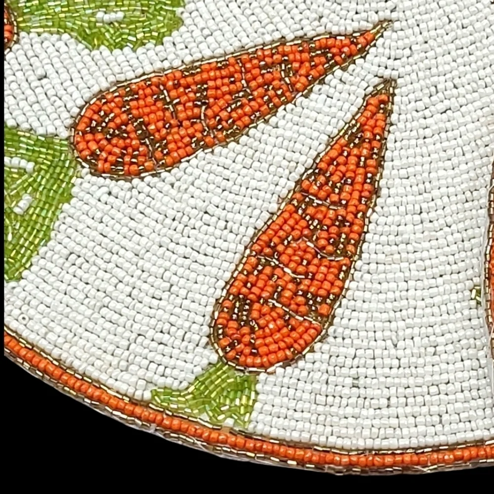 Spring Summer Farmhouse Carrot Beaded Charger Placemat Centerpiece New